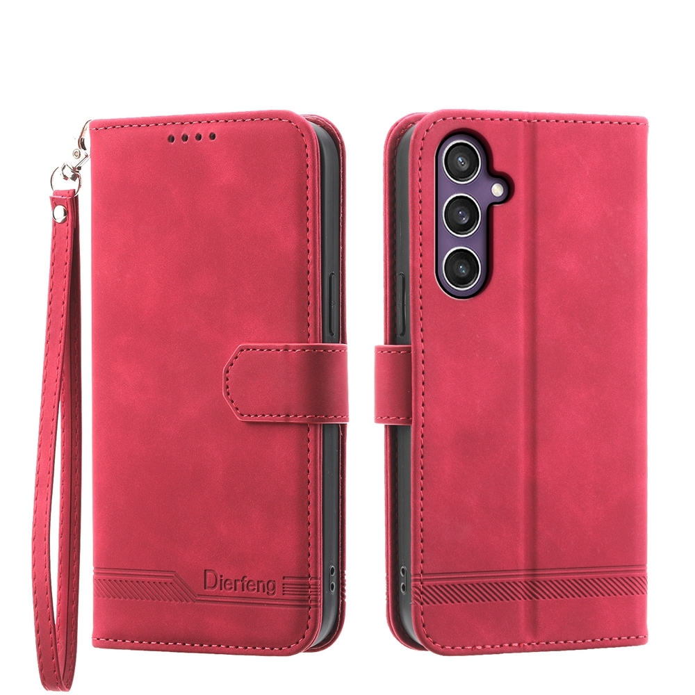 For Samsung Galaxy S24 5G Dierfeng Dream Line TPU + PU Leather Phone Case(Red) For Samsung Galaxy S24 5G Dierfeng Dream Line TPU + PU Leather Phone Case(Red)