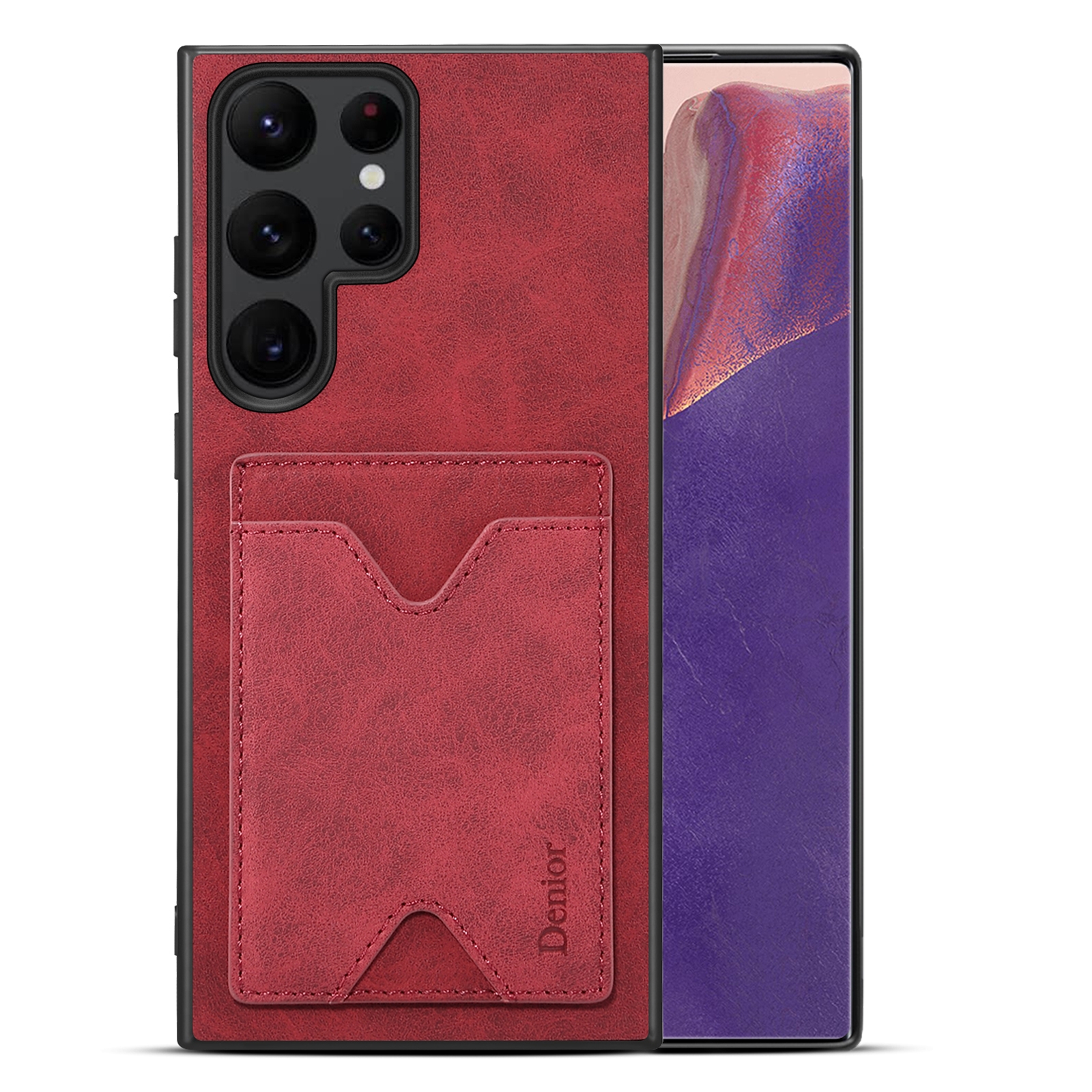 For Samsung Galaxy S24 Ultra 5G Denior PU Back Cover Card Slot Holder Phone Case(Red) For Samsung Galaxy S24 Ultra 5G Denior PU Back Cover Card Slot Holder Phone Case(Red)