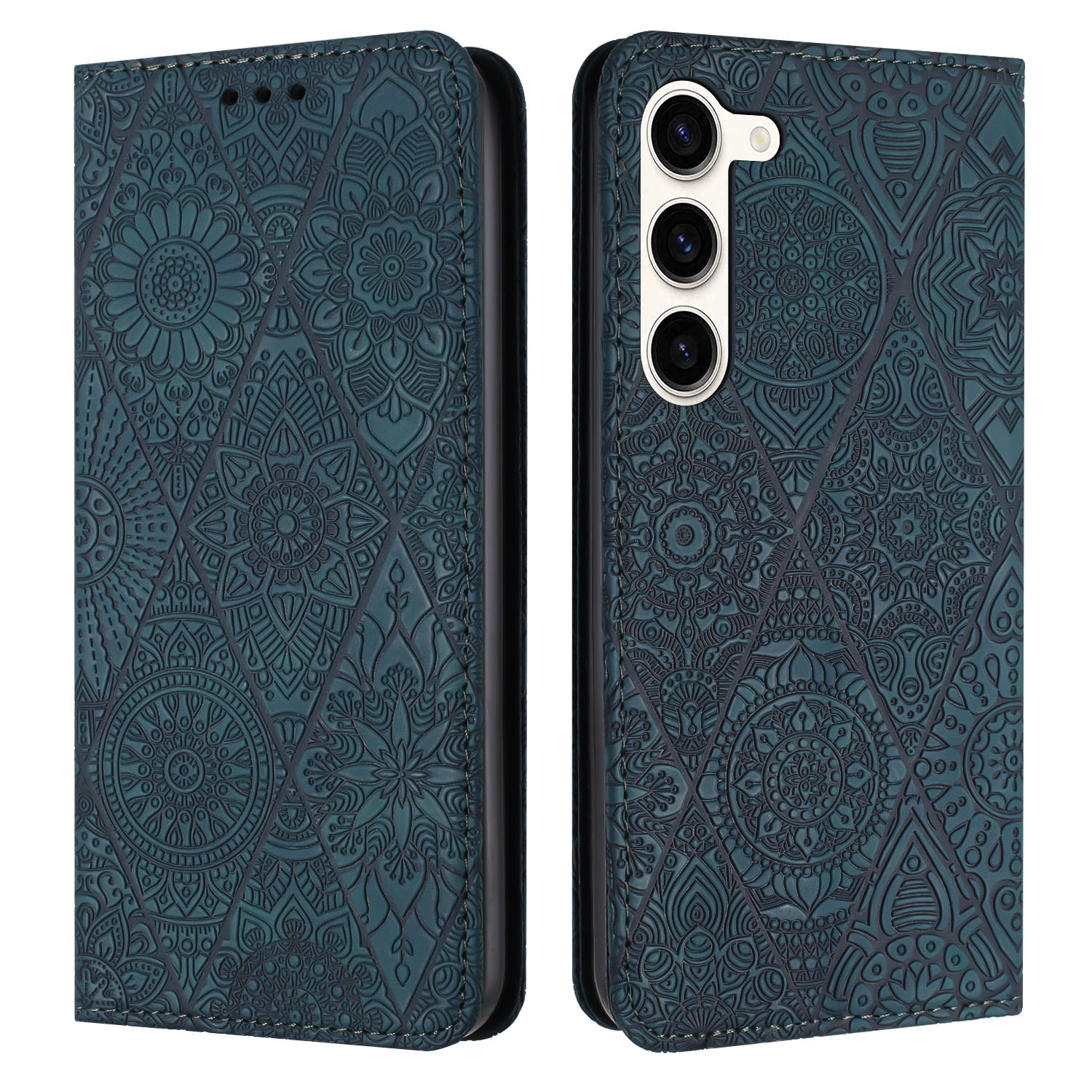 For Samsung Galaxy S23+ 5G Ethnic Embossed Adsorption Leather Phone Case(Blue) For Samsung Galaxy S23+ 5G Ethnic Embossed Adsorption Leather Phone Case(Blue)