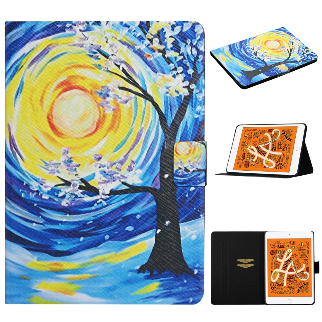 For iPad Mini (2019) Colored Drawing Pattern Horizontal Flip Leather Case with Holder & Card Slots & Sleep / Wake-up Function(Starry Sky Tree) For iPad Mini (2019) Colored Drawing Pattern Horizontal Flip Leather Case with Holder & Card Slots & Sleep / Wake-up Function(Starry Sky Tree)