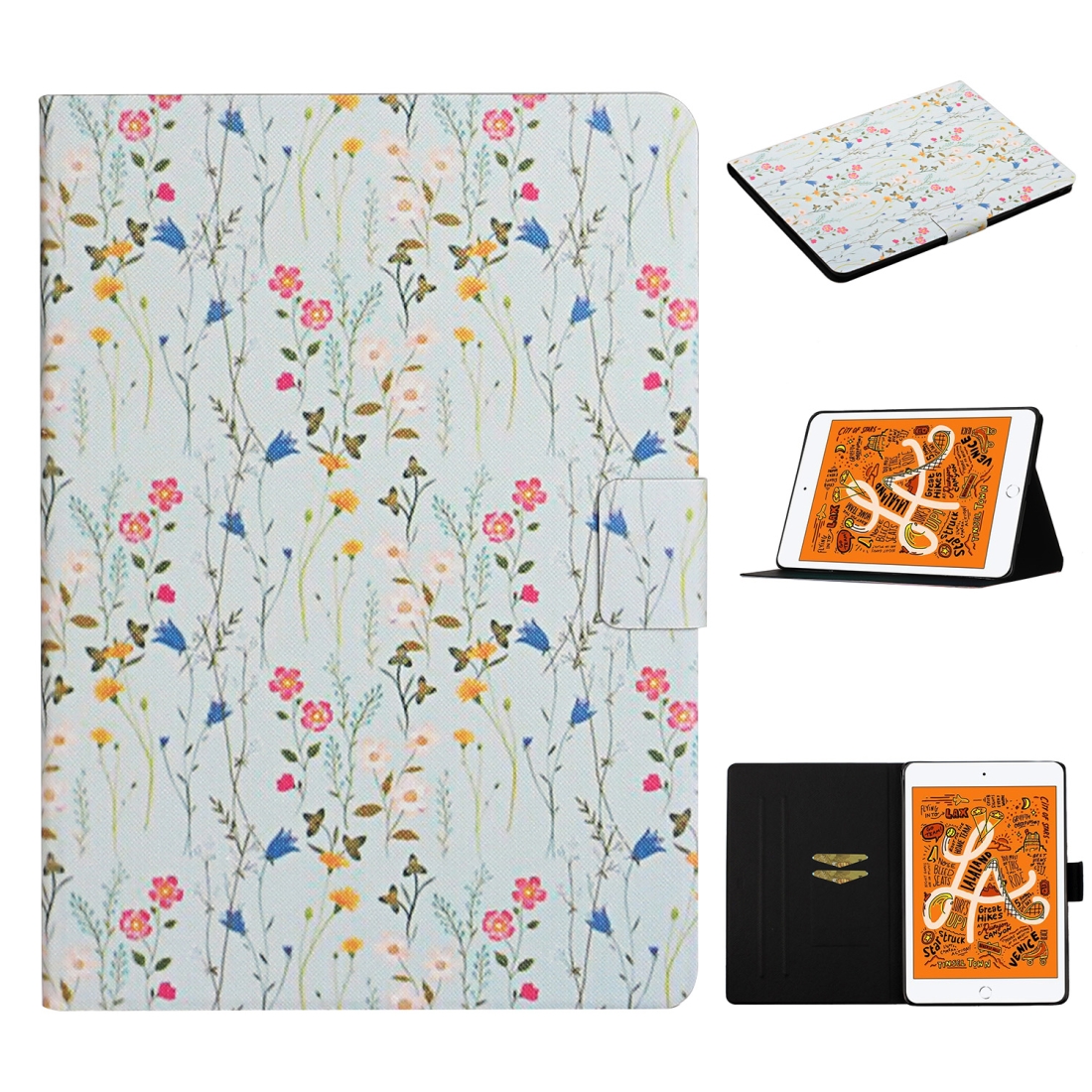 For iPad Mini 4 & 3 & 2 & 1 Flower Pattern Horizontal Flip Leather Case with Card Slots & Holder(Small Floral) For iPad Mini 4 & 3 & 2 & 1 Flower Pattern Horizontal Flip Leather Case with Card Slots & Holder(Small Floral)