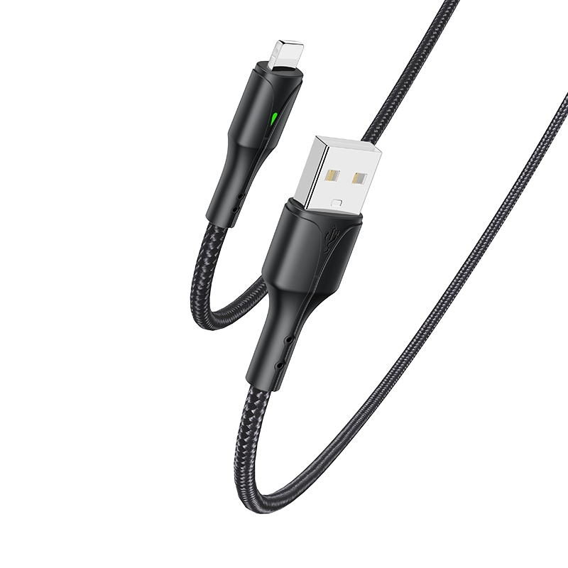 YESIDO CA98 2.4A USB to 8 Pin Braided Charging Data Cable with Indicator Light, Length:2m(Black)