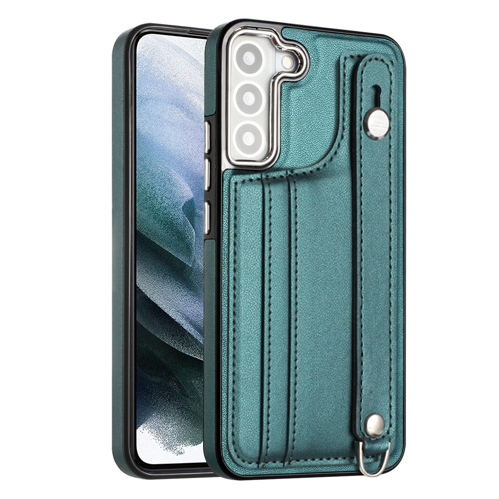 For Samsung Galaxy S22+ 5G Shockproof Leather Phone Case with Wrist Strap(Green) For Samsung Galaxy S22+ 5G Shockproof Leather Phone Case with Wrist Strap(Green)