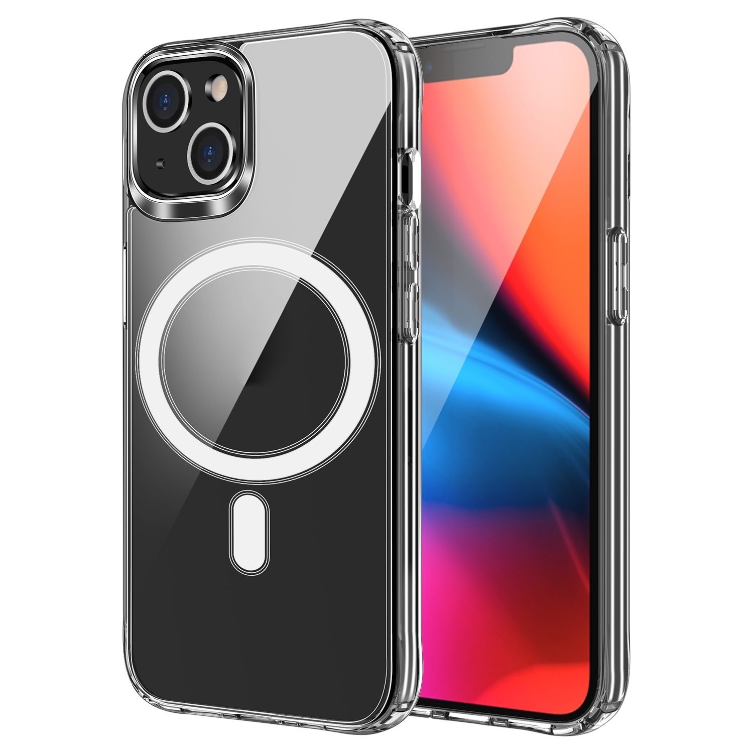 For iPhone 15 Four Corner Airbags MagSafe Magnetic Phone Case(Transparent) For iPhone 15 Four Corner Airbags MagSafe Magnetic Phone Case(Transparent)