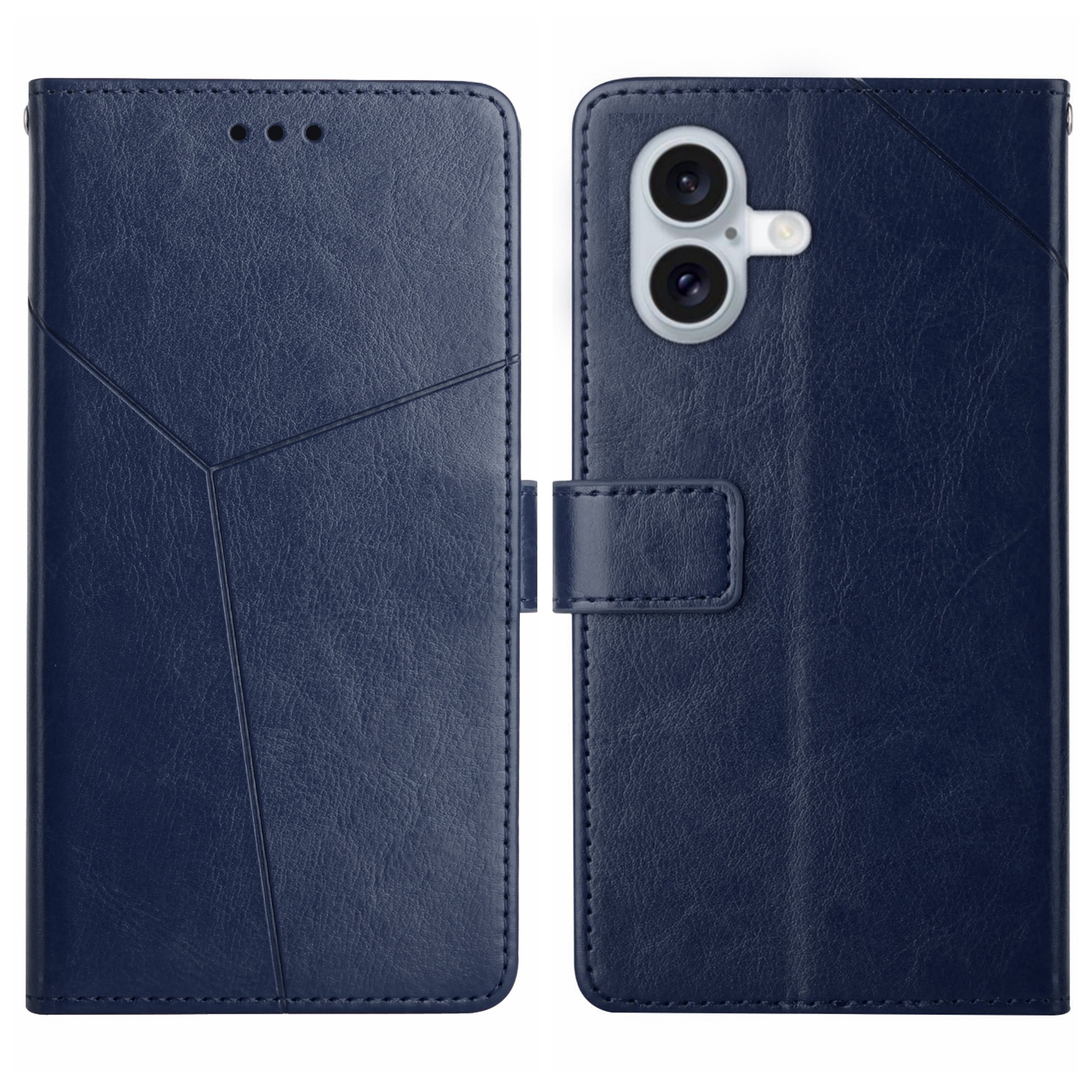 For iPhone 16 HT01 Y-shaped Pattern Flip Leather Phone Case(Blue) For iPhone 16 HT01 Y-shaped Pattern Flip Leather Phone Case(Blue)