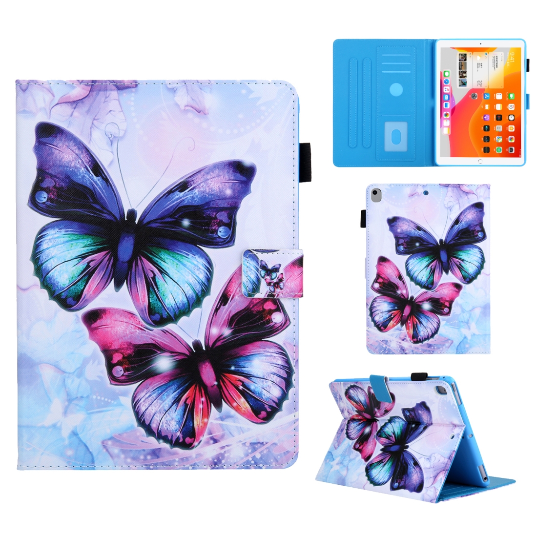 For iPad 5 Colored Drawing Pattern Horizontal Flip Leather Case with Holder & Card Slots & Anti-skid Strip & Wake-up / Sleep Sunction(Butterfly) For iPad 5 Colored Drawing Pattern Horizontal Flip Leather Case with Holder & Card Slots & Anti-skid Strip & Wake-up / Sleep Sunction(Butterfly)
