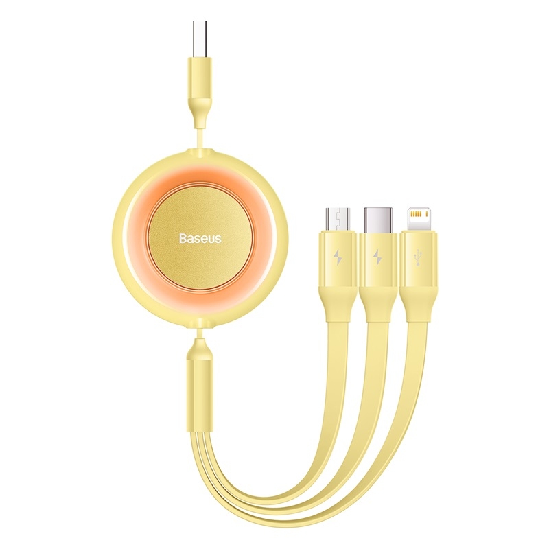 Baseus 3 in 1 USB to Type-C + 8 Pin + Micro USB Fast Charging Data Cable, Length: 1.1m(Yellow) Baseus 3 in 1 USB to Type-C + 8 Pin + Micro USB Fast Charging Data Cable, Length: 1.1m(Yellow)
