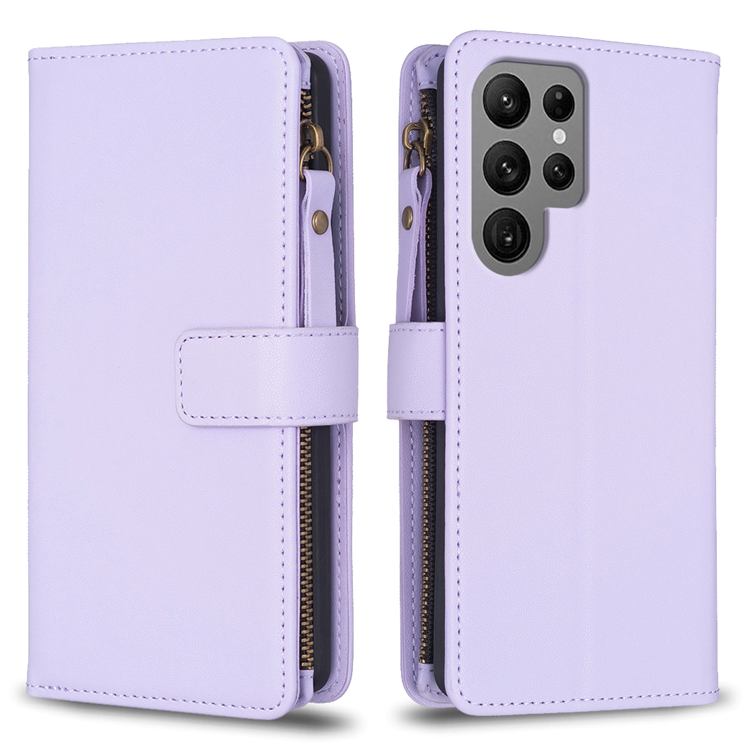 For Samsung Galaxy S23 Ultra 5G 9 Card Slots Zipper Wallet Leather Flip Phone Case(Light Purple) For Samsung Galaxy S23 Ultra 5G 9 Card Slots Zipper Wallet Leather Flip Phone Case(Light Purple)