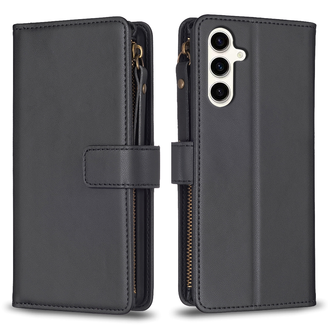 For Samsung Galaxy S23 FE 5G 9 Card Slots Zipper Wallet Leather Flip Phone Case(Black) For Samsung Galaxy S23 FE 5G 9 Card Slots Zipper Wallet Leather Flip Phone Case(Black)