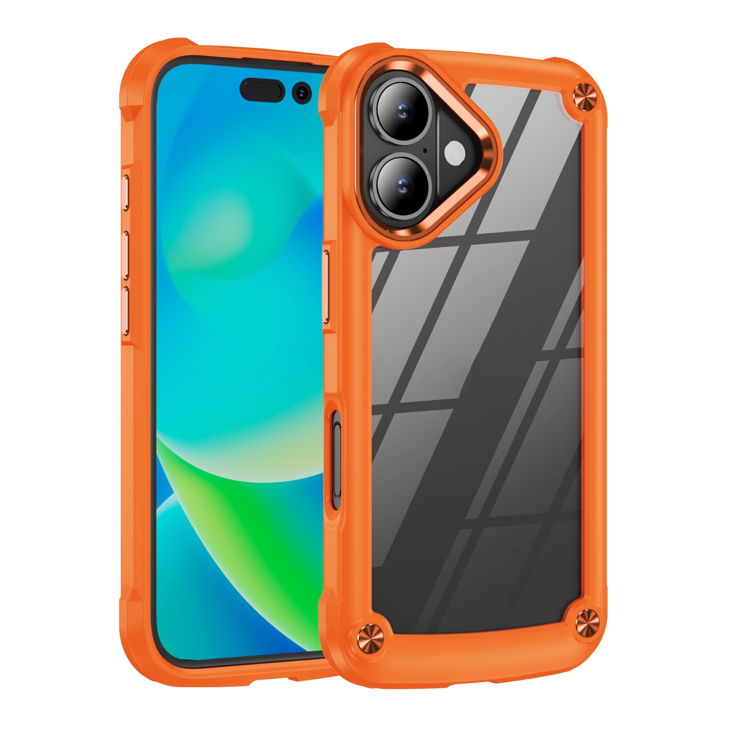 For iPhone 16 TPU + PC Lens Protection Phone Case(Orange) For iPhone 16 TPU + PC Lens Protection Phone Case(Orange)