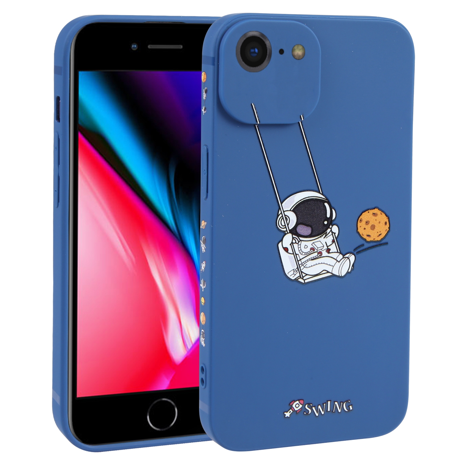 For iPhone SE 2022 / SE 2020 / 8 / 7 Astronaut Swinging Pattern TPU Phone Case(Blue) For iPhone SE 2022 / SE 2020 / 8 / 7 Astronaut Swinging Pattern TPU Phone Case(Blue)