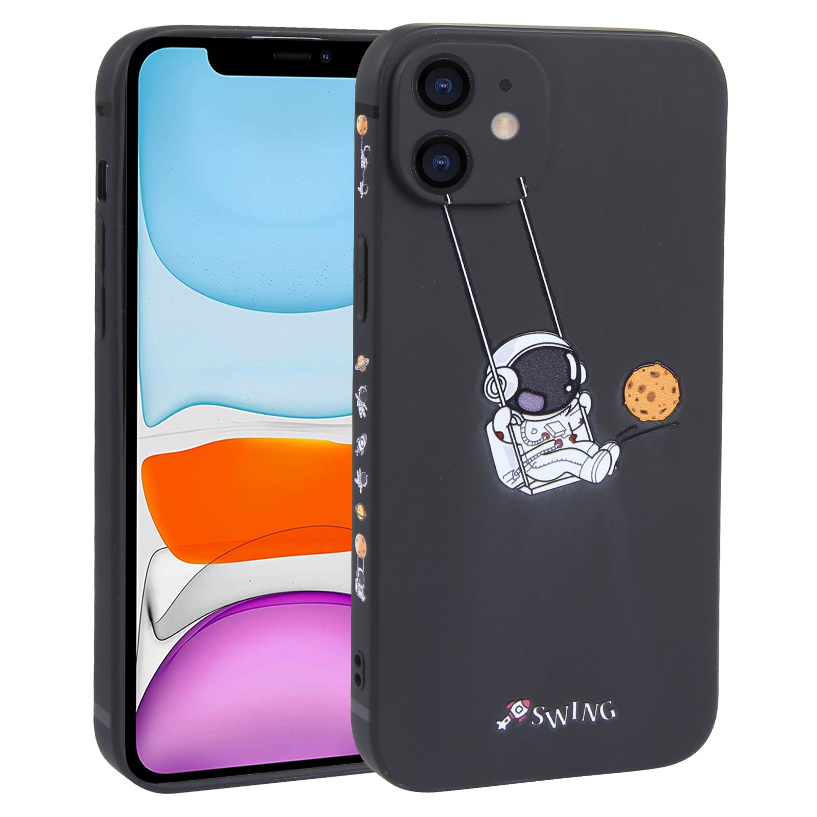 For iPhone 11 Astronaut Swinging Pattern TPU Phone Case(Black) For iPhone 11 Astronaut Swinging Pattern TPU Phone Case(Black)