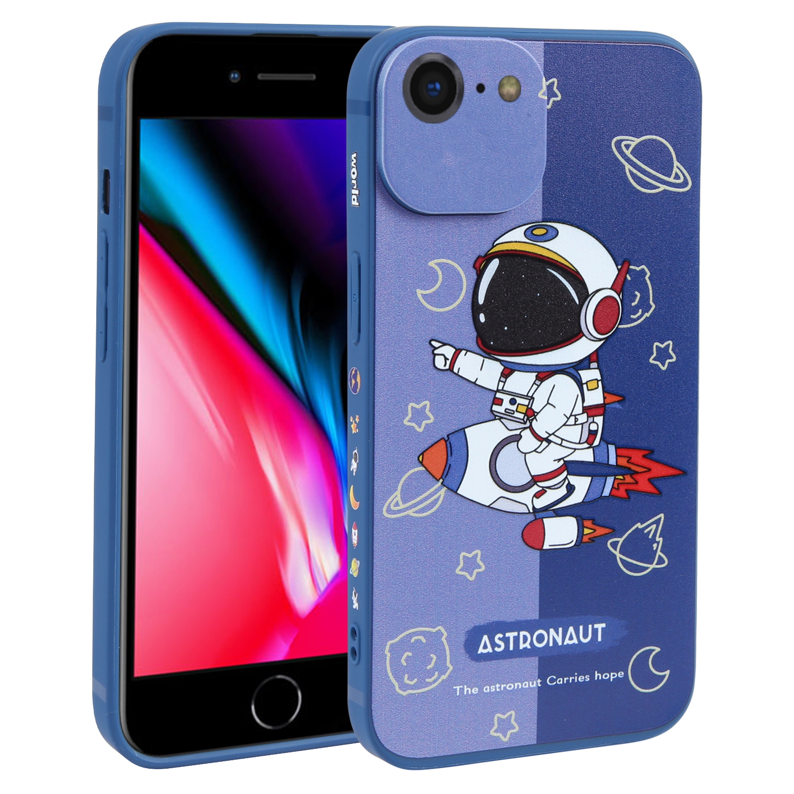 For iPhone SE 2022 / SE 2020 / 8 / 7 Color Contrast Astronaut Pattern TPU Phone Case(Blue) For iPhone SE 2022 / SE 2020 / 8 / 7 Color Contrast Astronaut Pattern TPU Phone Case(Blue)
