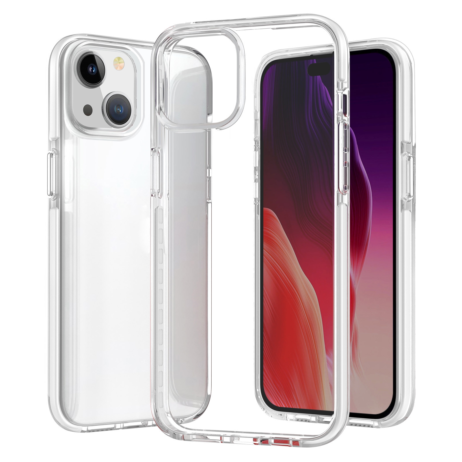 For iPhone 15 Two-color Shockproof High Transparency TPU Phone Case(White) For iPhone 15 Two-color Shockproof High Transparency TPU Phone Case(White)