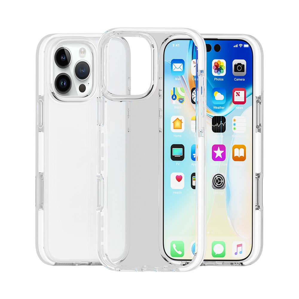 For iPhone 16 Pro Two-color Shockproof High Transparency TPU Phone Case(White) For iPhone 16 Pro Two-color Shockproof High Transparency TPU Phone Case(White)