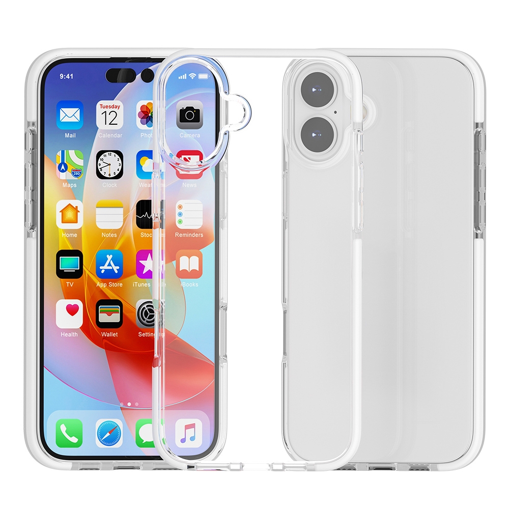 For iPhone 16 Two-color Shockproof High Transparency TPU Phone Case(White) For iPhone 16 Two-color Shockproof High Transparency TPU Phone Case(White)