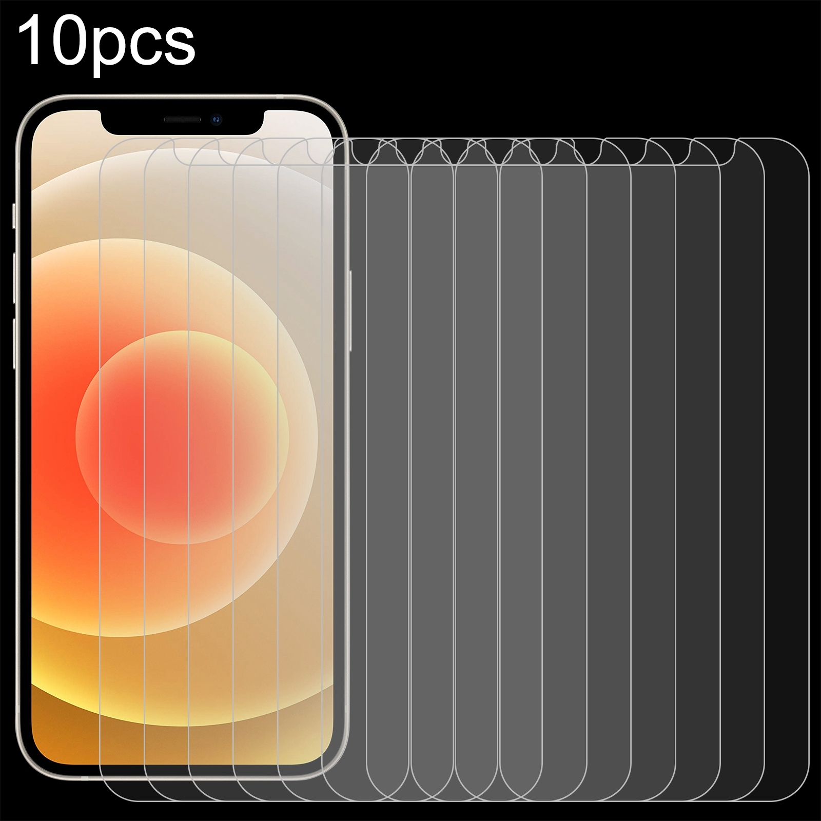 For iPhone 12 / 12 Pro 10pcs 0.26mm 9H 2.5D High Aluminum Tempered Glass Film