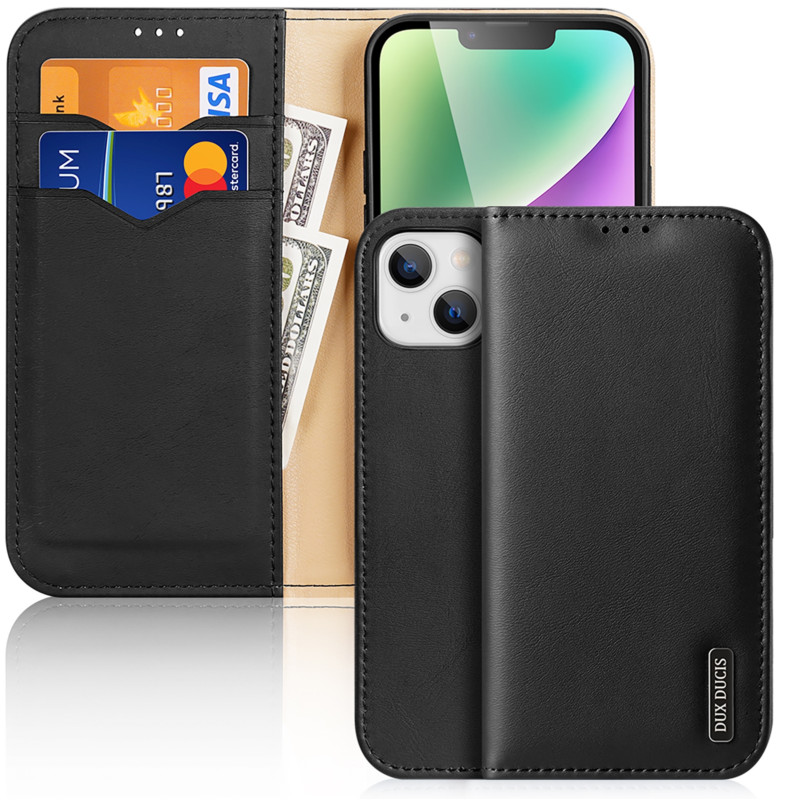 For iPhone 15 DUX DUCIS Hivo Series Cowhide + PU + TPU Flip Phone Case(Black) For iPhone 15 DUX DUCIS Hivo Series Cowhide + PU + TPU Flip Phone Case(Black)
