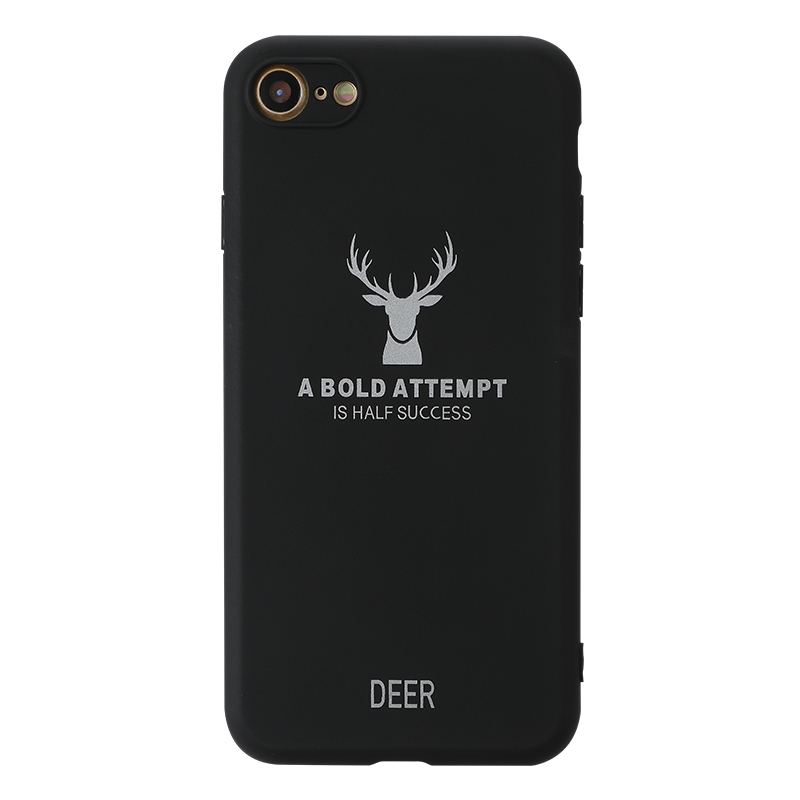 For iPhone SE 2022 / SE 2020 / 8 / 7 Elk Pattern Shockproof Frosted TPU Protective Case(Black)