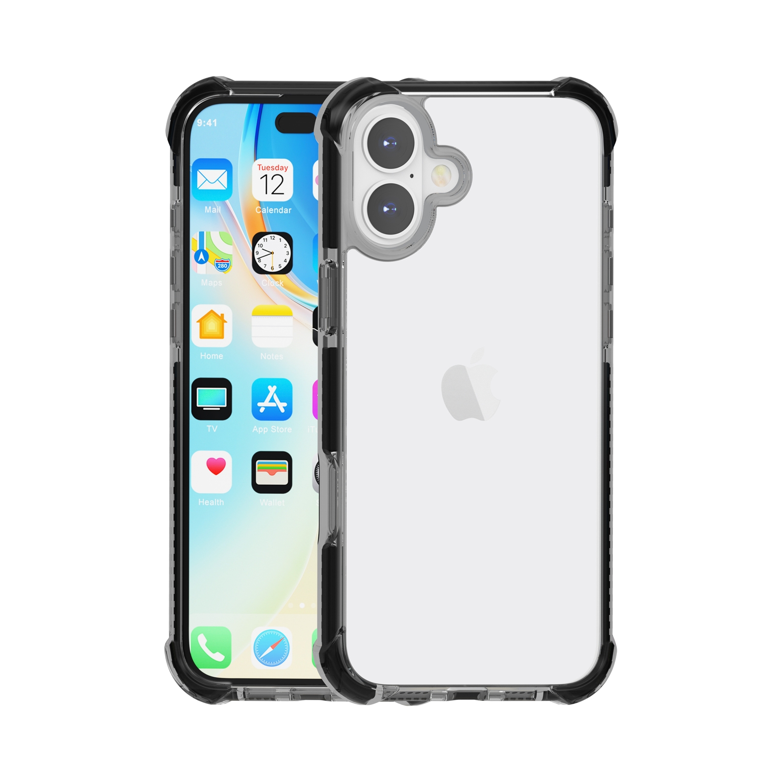 For iPhone 16 Plus Four-corner Shockproof TPU + Acrylic Phone Case(Black) For iPhone 16 Plus Four-corner Shockproof TPU + Acrylic Phone Case(Black)