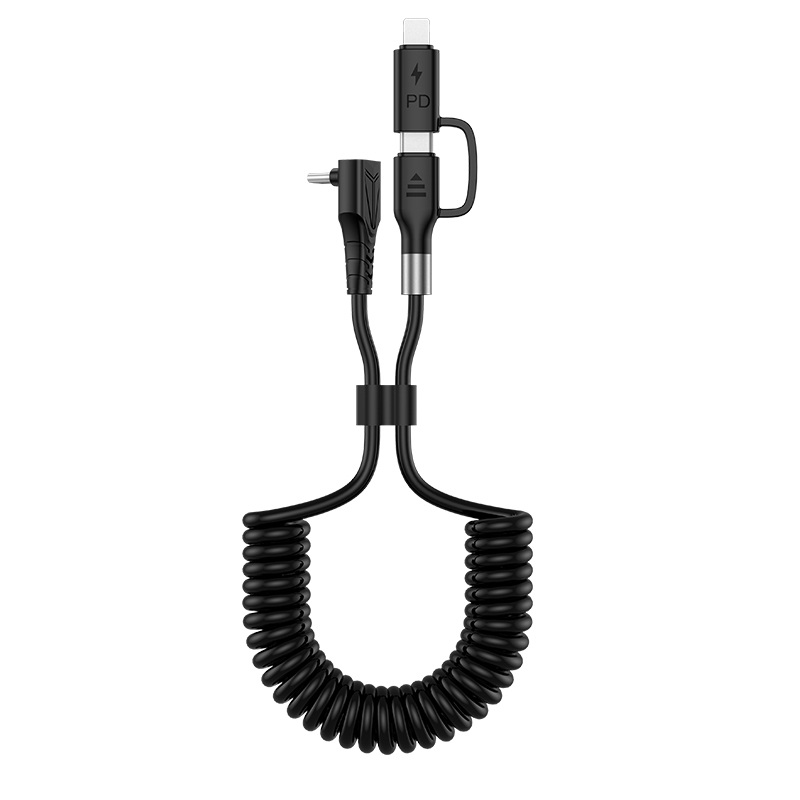 Type-C to 8 Pin Elbow Spring Charging Data Cable, Length: 1.5m(Black) Type-C to 8 Pin Elbow Spring Charging Data Cable, Length: 1.5m(Black)