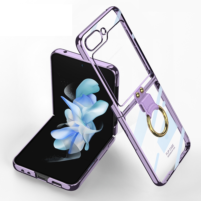 For Samsung Galaxy Z Flip5 GKK Electroplating Phone Case with Ring(Purple) For Samsung Galaxy Z Flip5 GKK Electroplating Phone Case with Ring(Purple)
