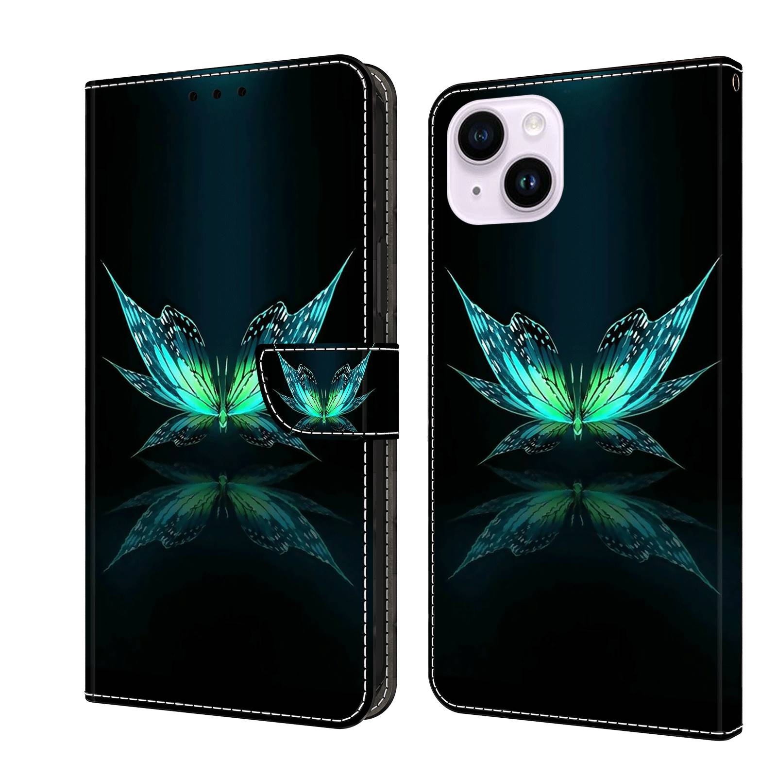 For iPhone 14 Plus Crystal 3D Shockproof Protective Leather Phone Case(Reflection Dutterfly) For iPhone 14 Plus Crystal 3D Shockproof Protective Leather Phone Case(Reflection Dutterfly)