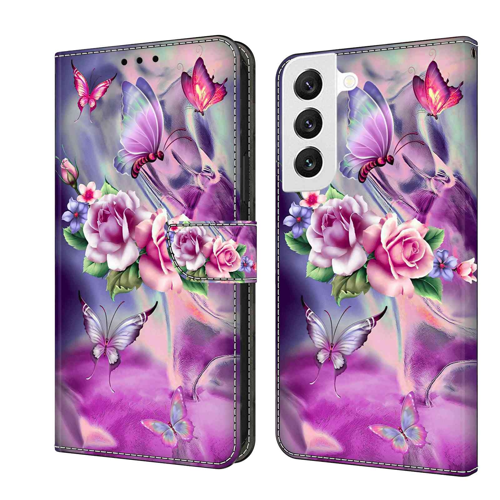 For Samsung Galaxy S22 Crystal 3D Shockproof Protective Leather Phone Case(Butterfly) For Samsung Galaxy S22 Crystal 3D Shockproof Protective Leather Phone Case(Butterfly)