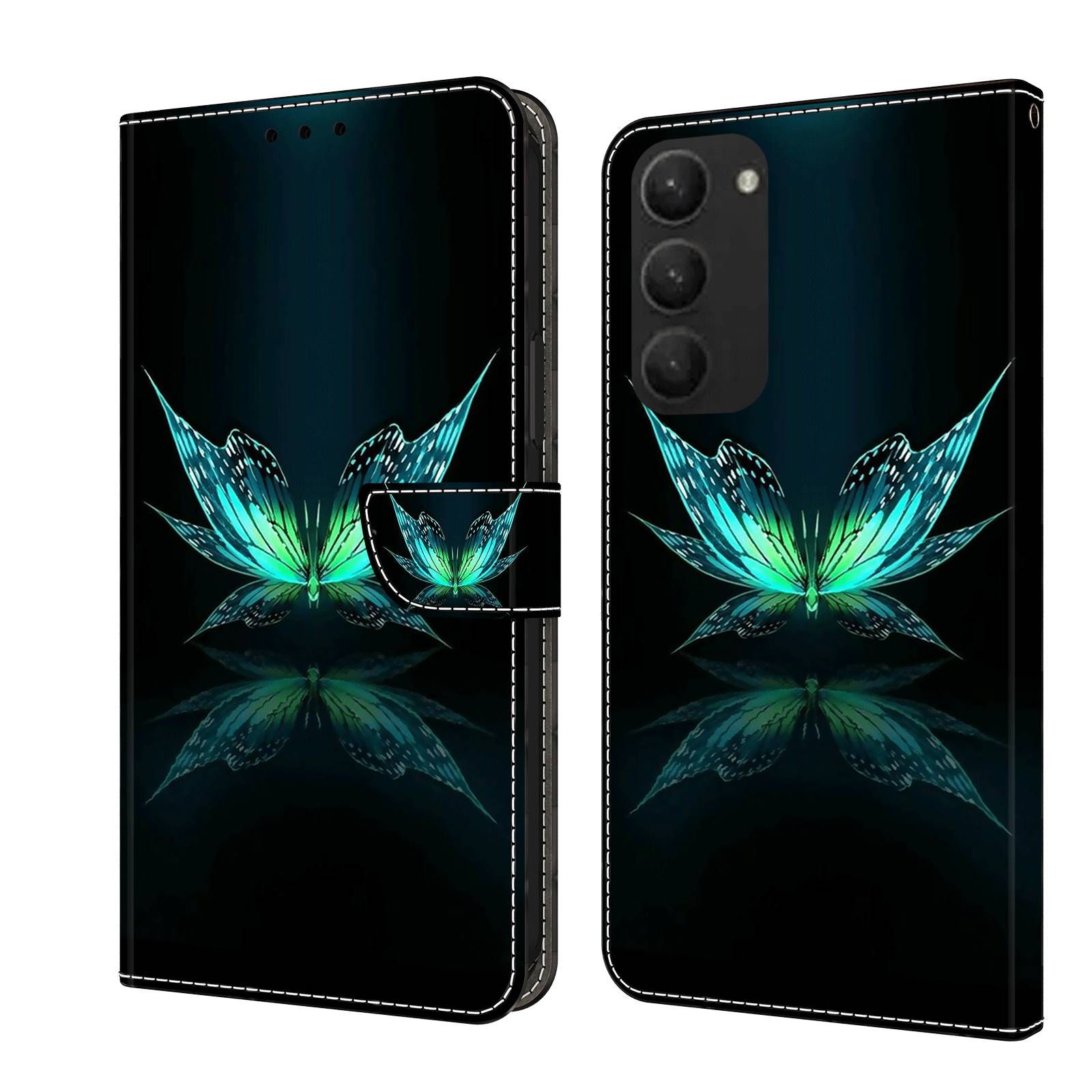 For Samsung Galaxy S23+ Crystal 3D Shockproof Protective Leather Phone Case(Reflection Dutterfly)