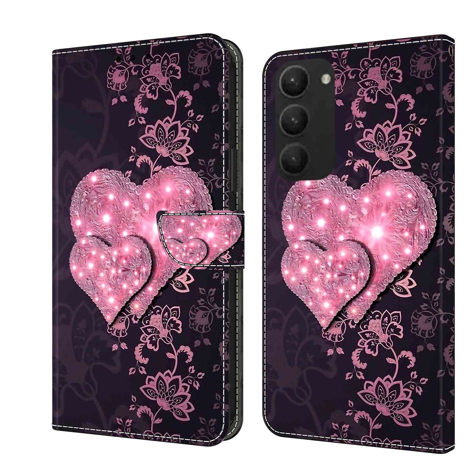 For Samsung Galaxy S23+ Crystal 3D Shockproof Protective Leather Phone Case(Lace Love)