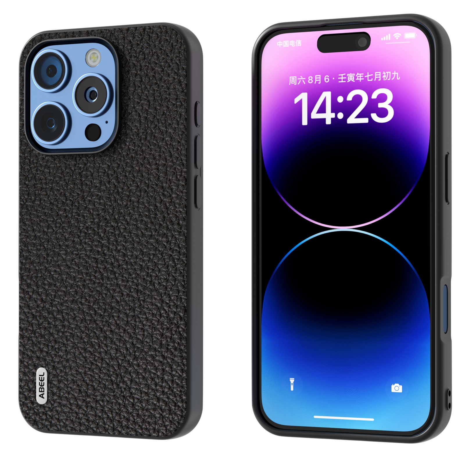 For iPhone 16 Pro ABEEL Genuine Leather Litchi Texture Phone Case(Black) For iPhone 16 Pro ABEEL Genuine Leather Litchi Texture Phone Case(Black)