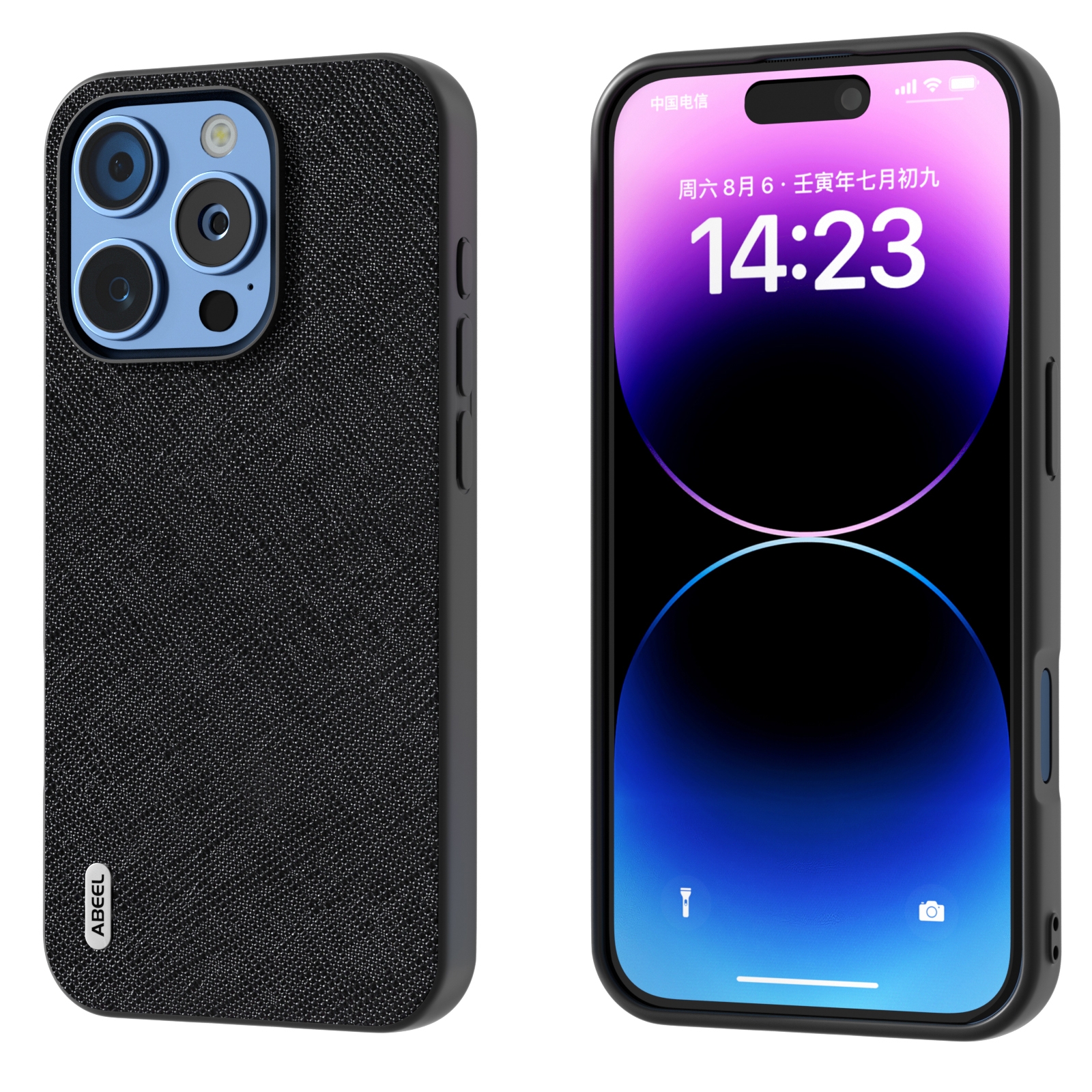 For iPhone 16 Pro ABEEL Cross Texture Genuine Leather Phone Case(Black) For iPhone 16 Pro ABEEL Cross Texture Genuine Leather Phone Case(Black)