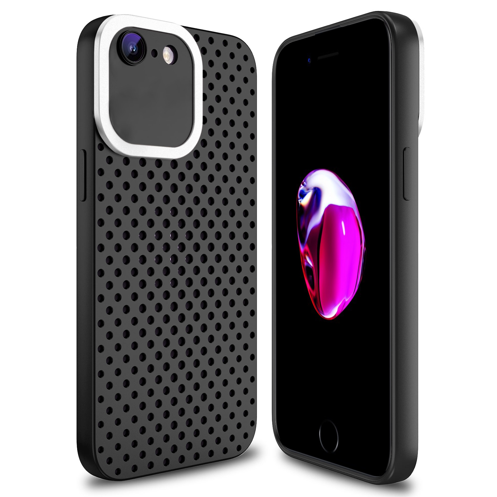 For iPhone SE 2022 / 2020 / 8 / 7 Hollow Heat Dissipation TPU Phone Case(Black) For iPhone SE 2022 / 2020 / 8 / 7 Hollow Heat Dissipation TPU Phone Case(Black)