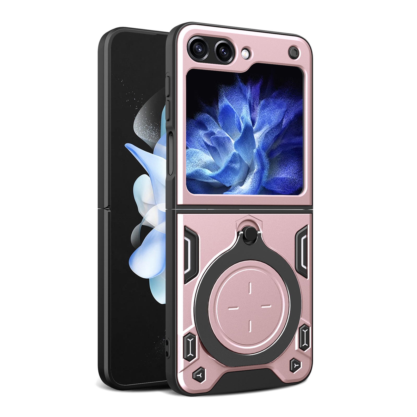 For Samsung Galaxy Z Flip5 CD Texture Magnetic Holder Phone Case(Pink) For Samsung Galaxy Z Flip5 CD Texture Magnetic Holder Phone Case(Pink)