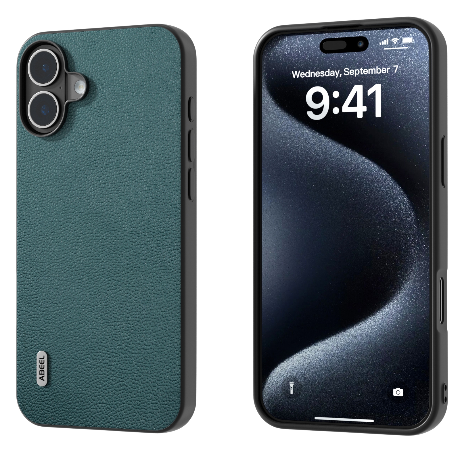 For iPhone 16 ABEEL Genuine Leather Luolai Series Phone Case(Dark Green) For iPhone 16 ABEEL Genuine Leather Luolai Series Phone Case(Dark Green)