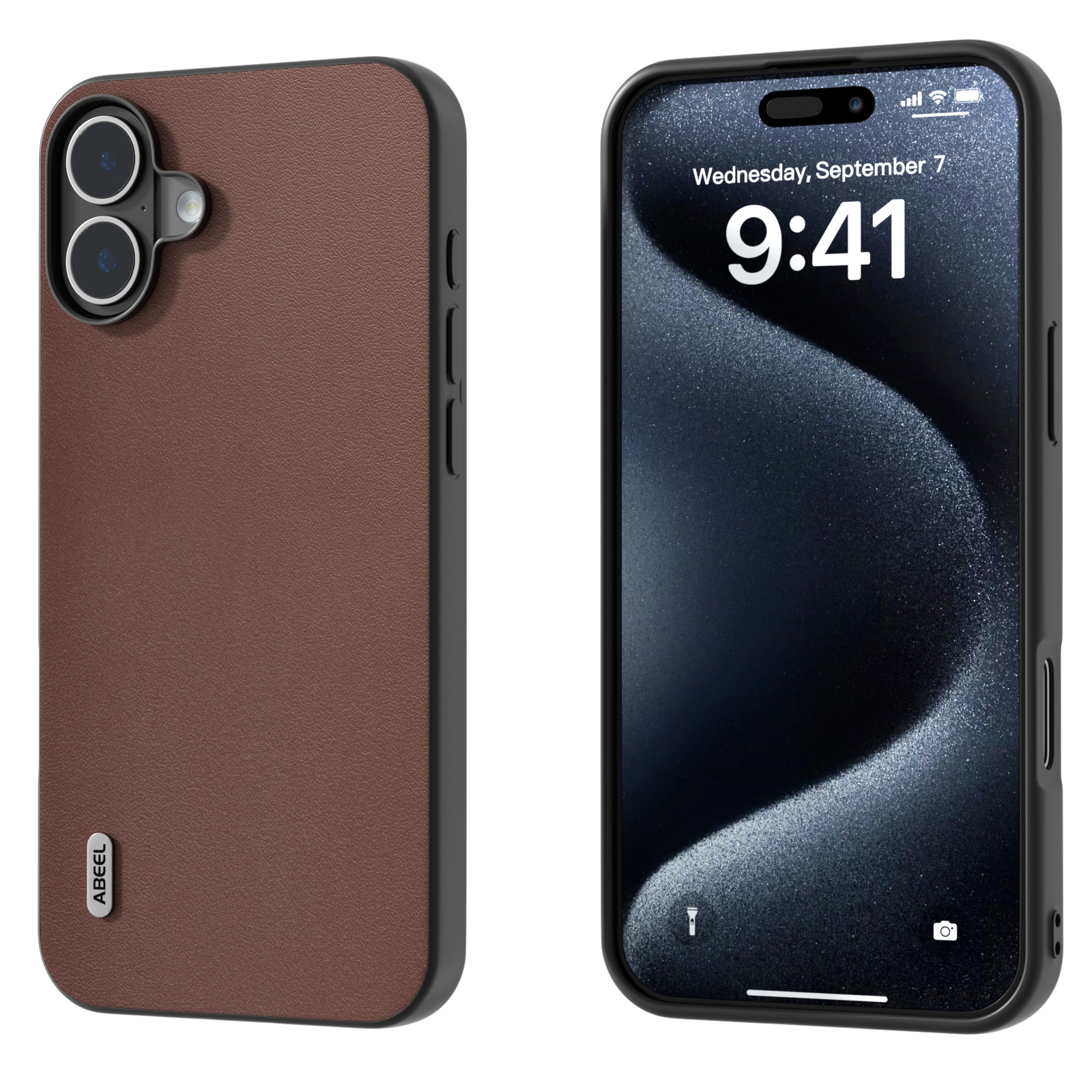 For iPhone 16 ABEEL Genuine Leather Xiaoya Series Phone Case(Coffee) For iPhone 16 ABEEL Genuine Leather Xiaoya Series Phone Case(Coffee)