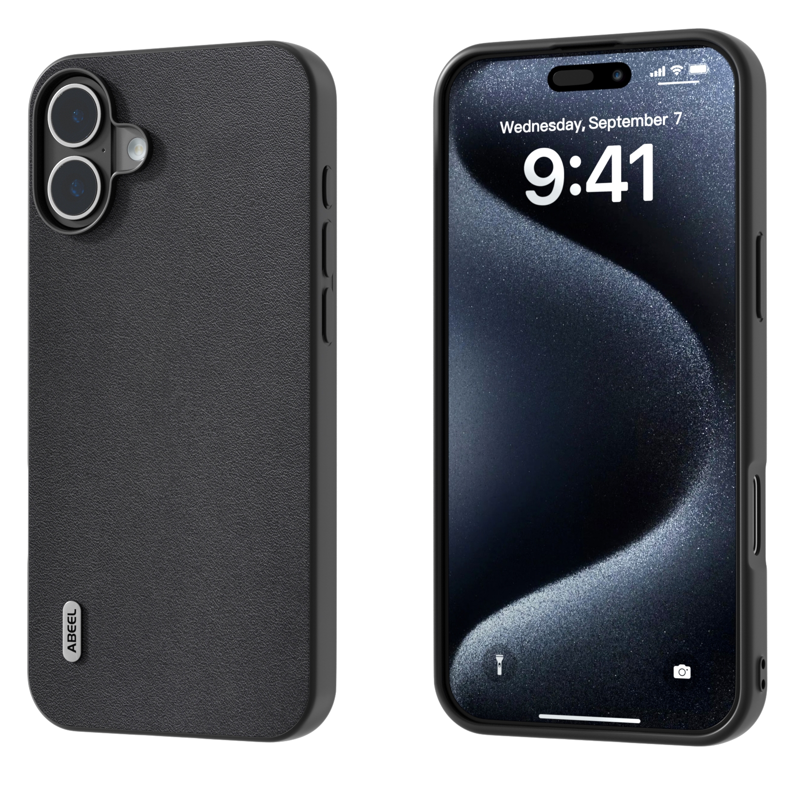 For iPhone 16 Plus ABEEL Genuine Leather Xiaoya Series Phone Case(Black) For iPhone 16 Plus ABEEL Genuine Leather Xiaoya Series Phone Case(Black)