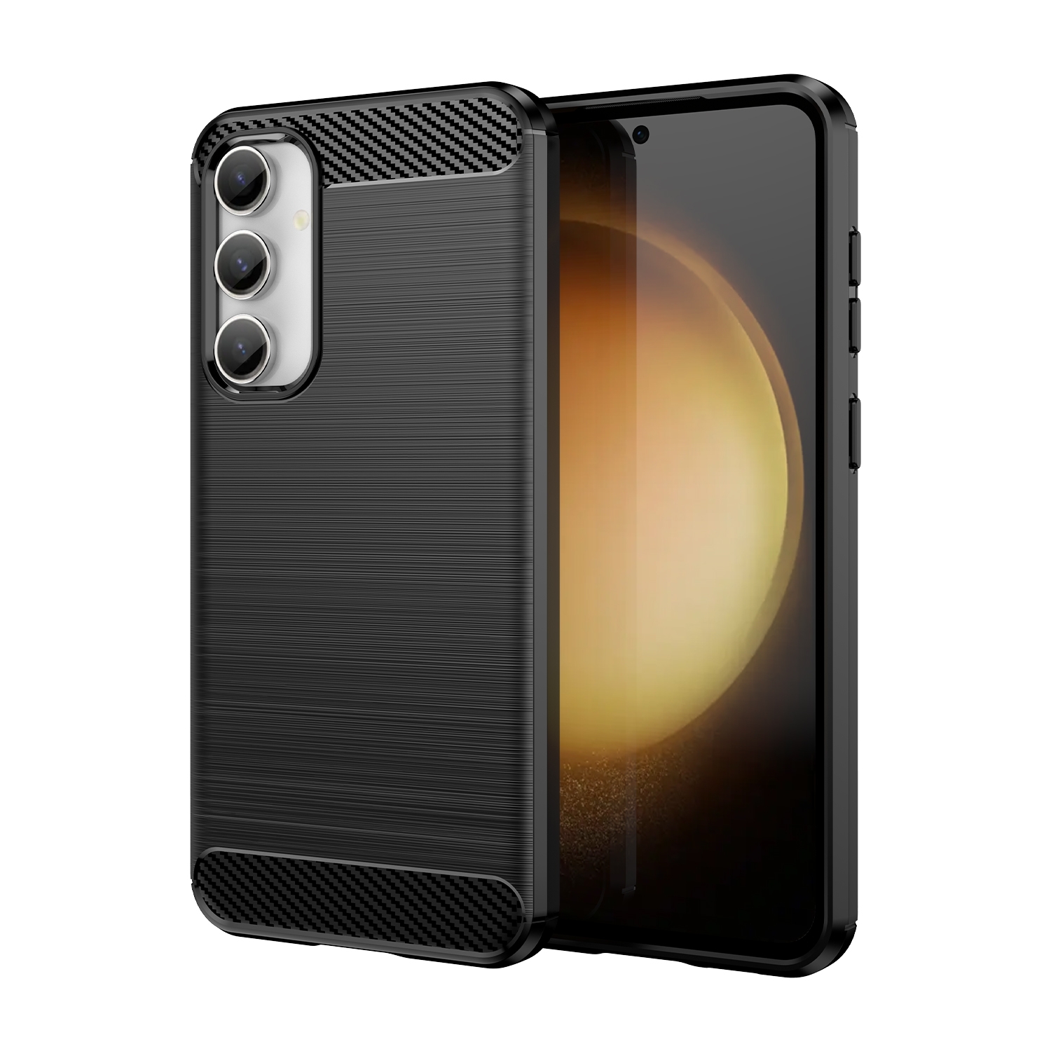 For Samsung Galaxy S23 FE Brushed Texture Carbon Fiber TPU Phone Case(Black) For Samsung Galaxy S23 FE Brushed Texture Carbon Fiber TPU Phone Case(Black)