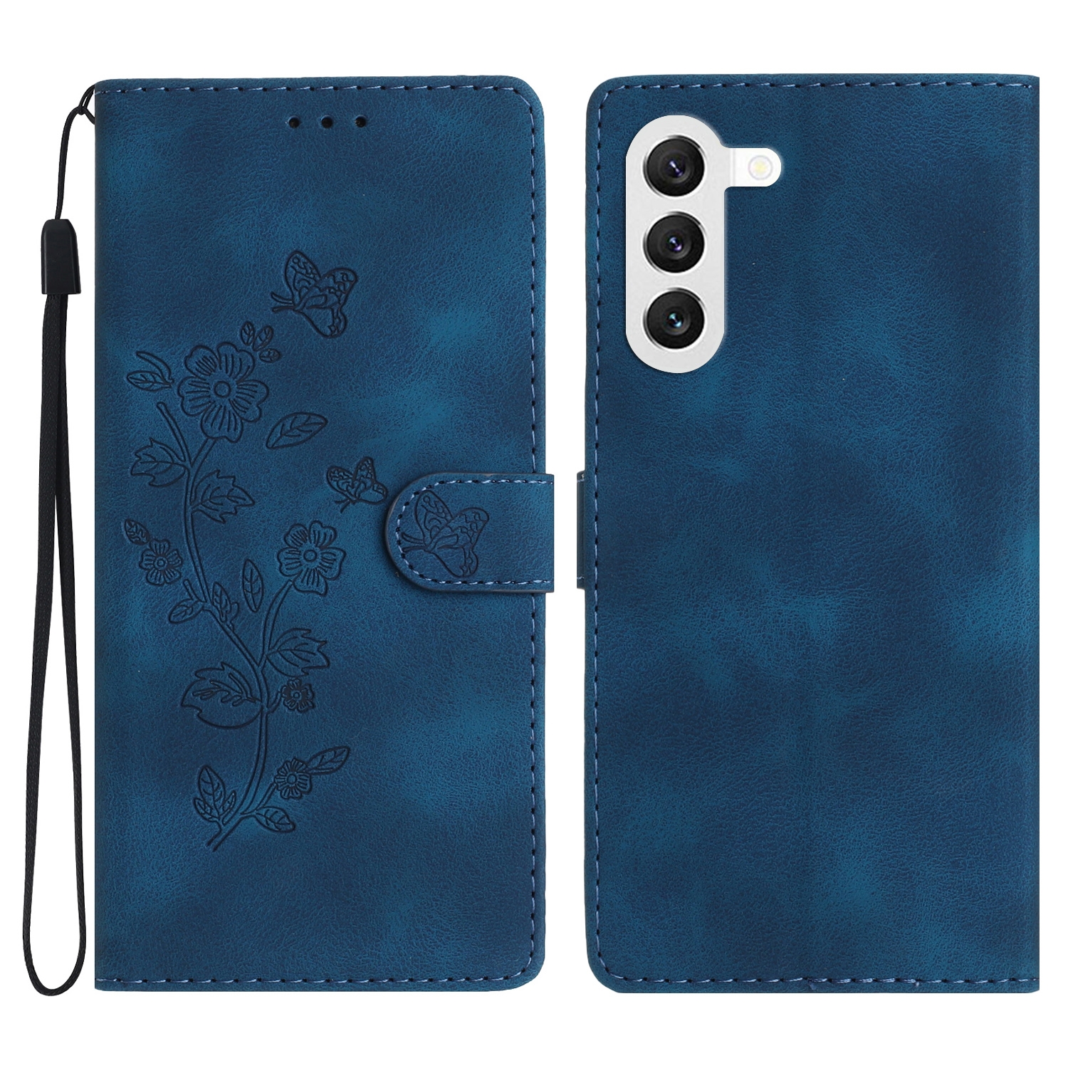For Samsung Galaxy S23+ 5G Flower Butterfly Embossing Pattern Leather Phone Case(Blue) For Samsung Galaxy S23+ 5G Flower Butterfly Embossing Pattern Leather Phone Case(Blue)