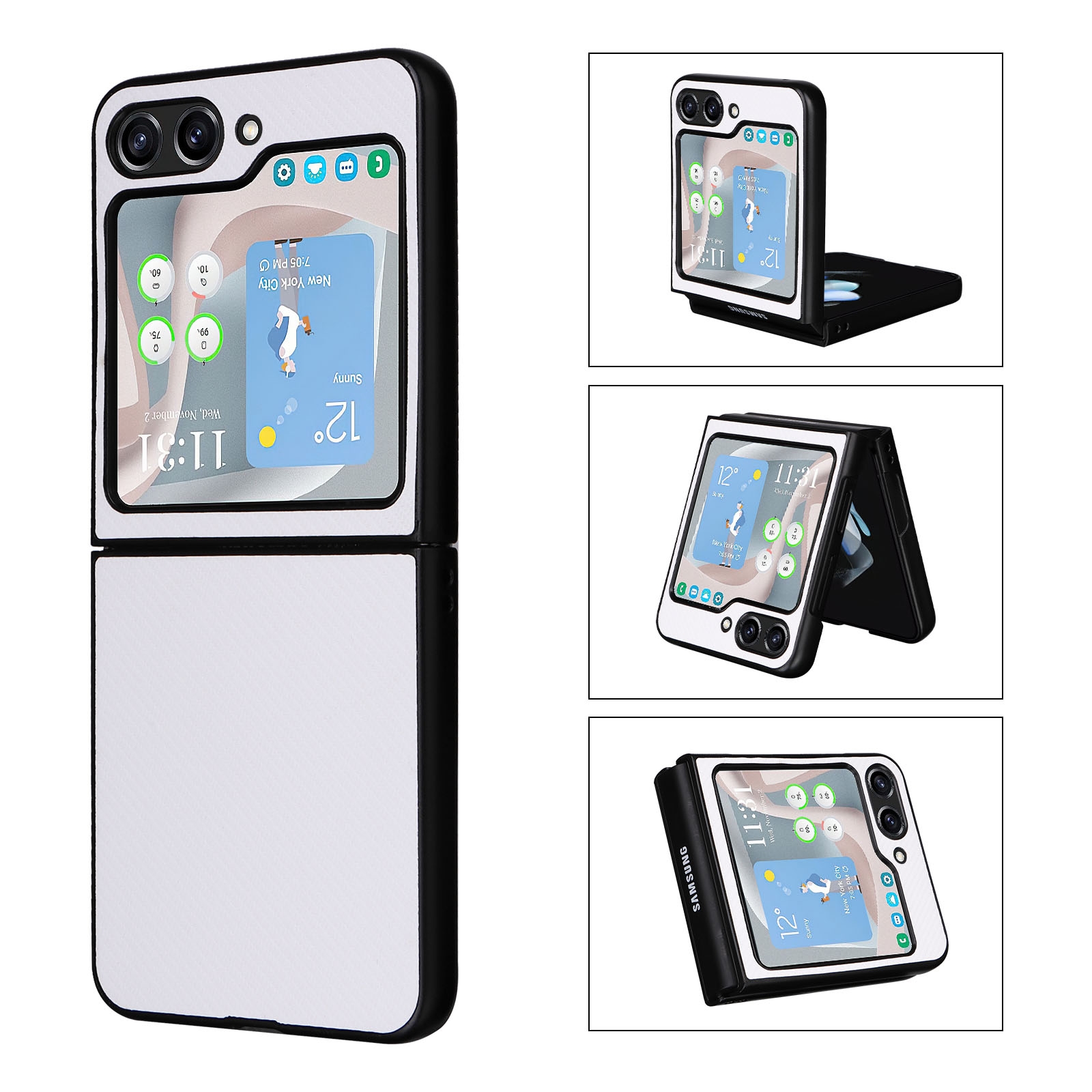 For Samsung Galaxy Z Flip5 5G PU Leather PC Phone Case(White)