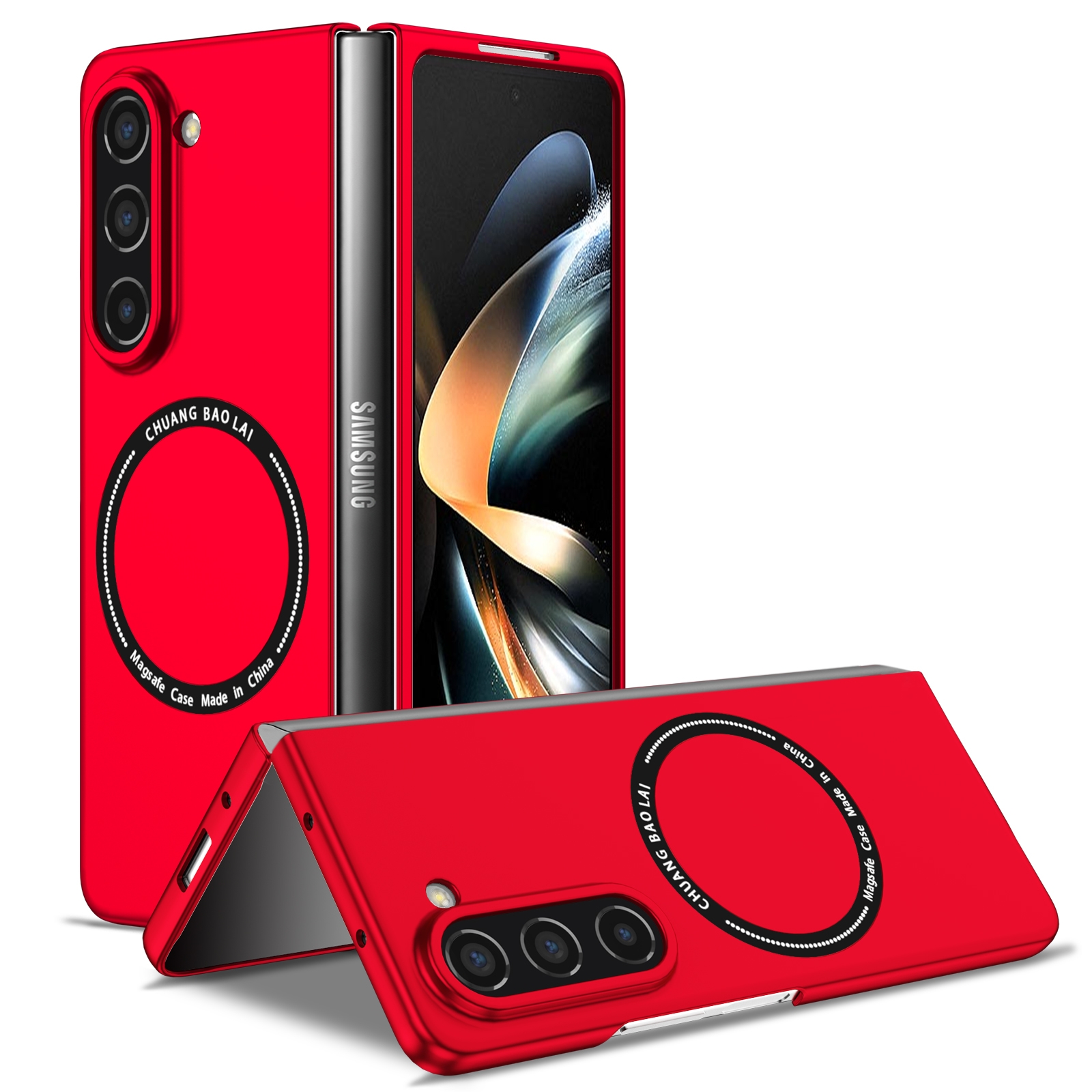 For Samsung Galaxy Z Fold5 Magsafe Magnetic Folding PC Phone Case(Red) For Samsung Galaxy Z Fold5 Magsafe Magnetic Folding PC Phone Case(Red)