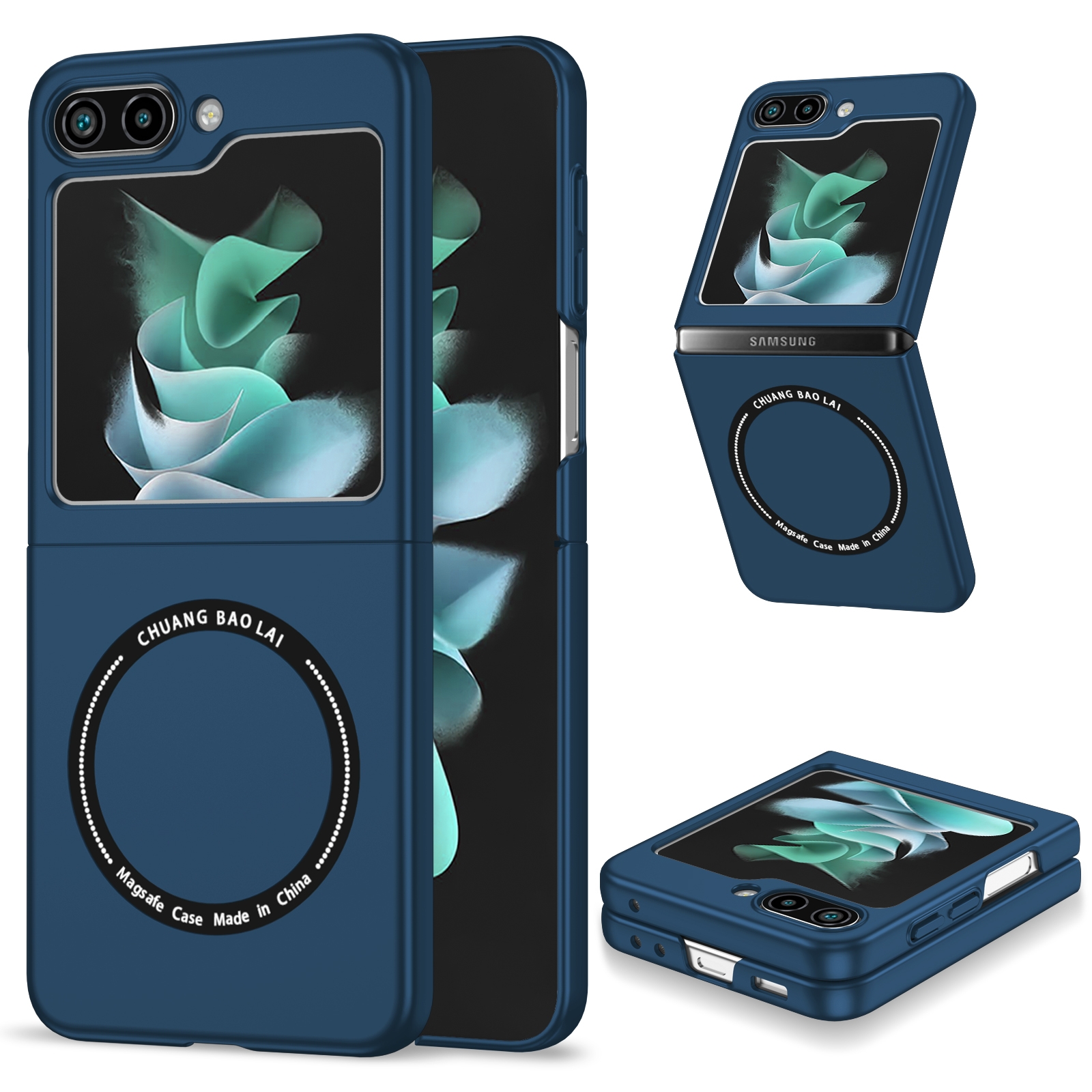 For Samsung Galaxy Z Flip5 5G Magsafe Magnetic Folding PC Phone Case(Blue) For Samsung Galaxy Z Flip5 5G Magsafe Magnetic Folding PC Phone Case(Blue)