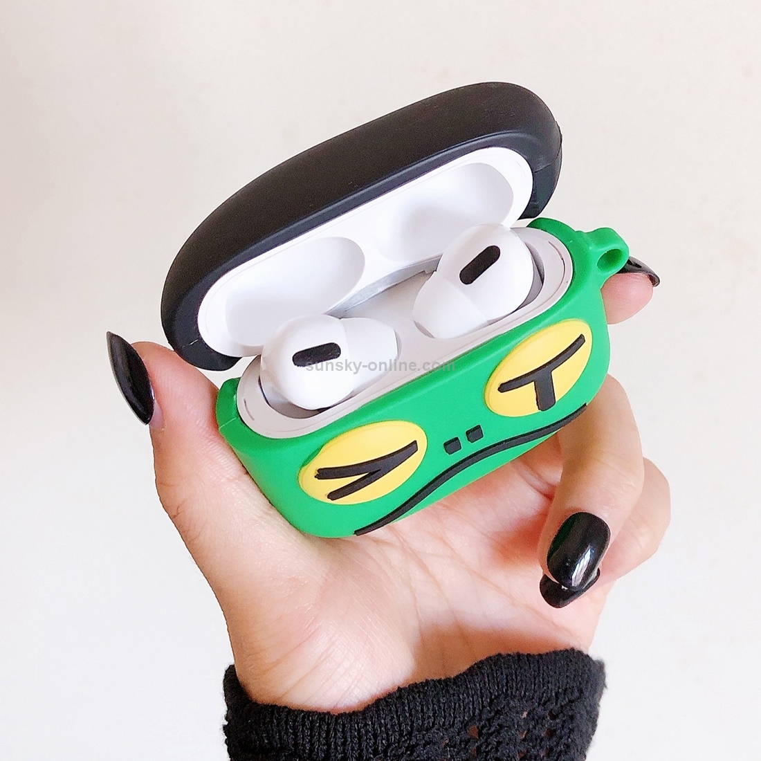 Green Head Shape Earphone Protective Case For AirPods Pro 