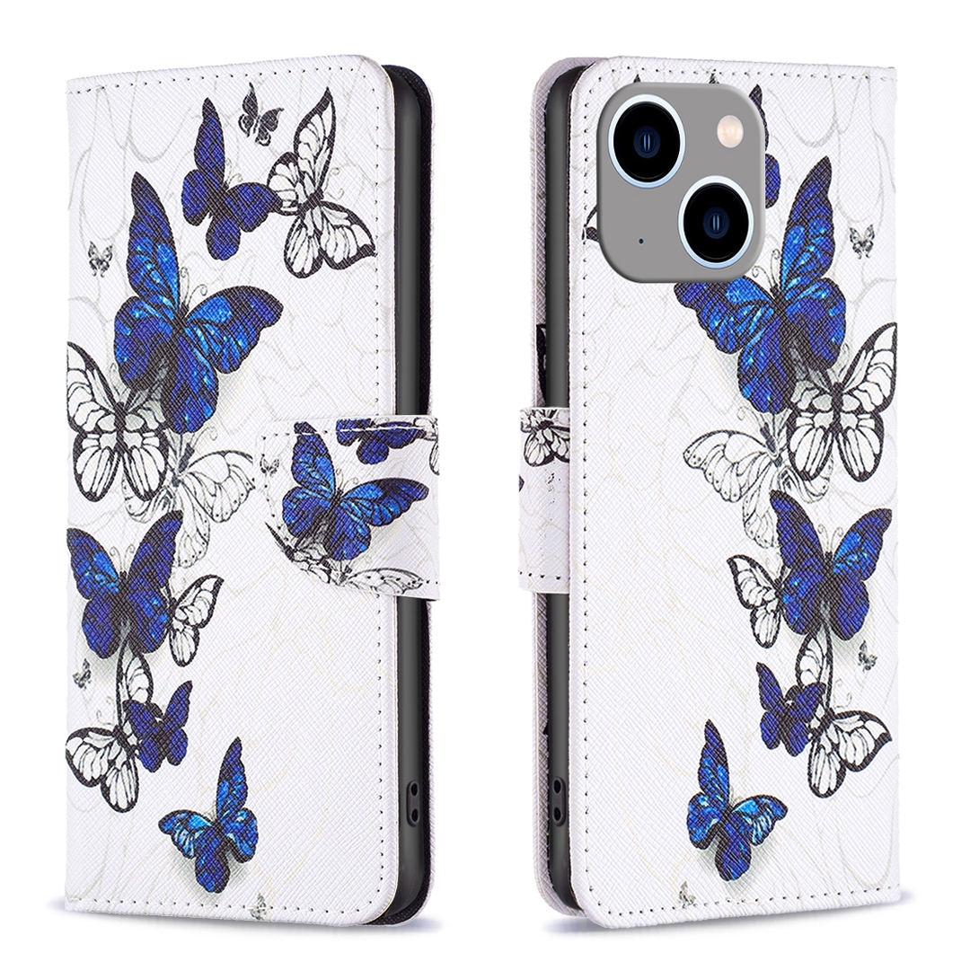For iPhone 15 Plus Colored Drawing Pattern Flip Leather Phone Case(Butterflies) For iPhone 15 Plus Colored Drawing Pattern Flip Leather Phone Case(Butterflies)