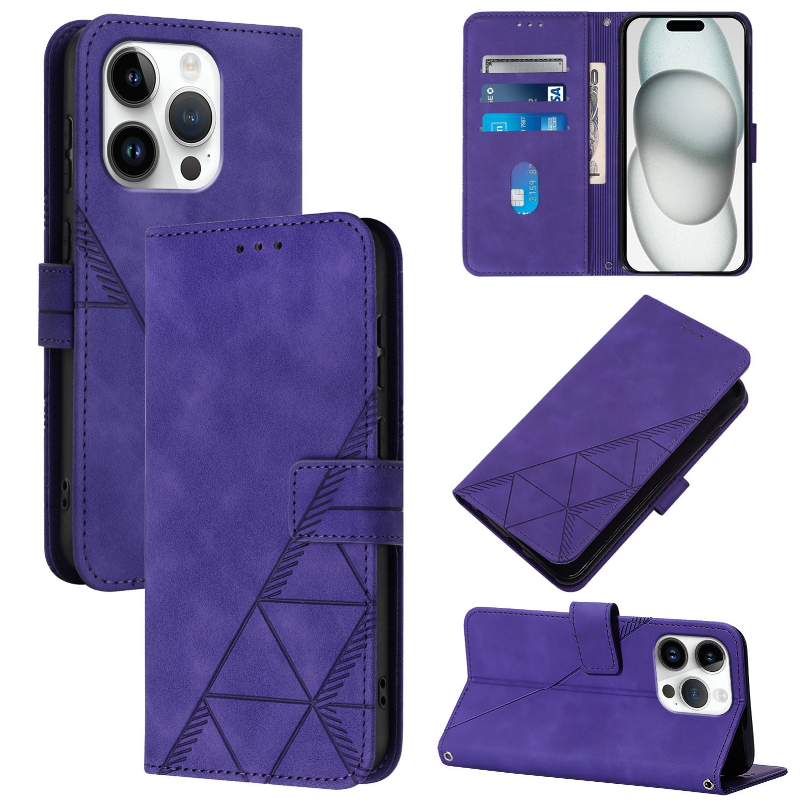 For iPhone 16 Pro Crossbody 3D Embossed Flip Leather Phone Case(Purple) For iPhone 16 Pro Crossbody 3D Embossed Flip Leather Phone Case(Purple)