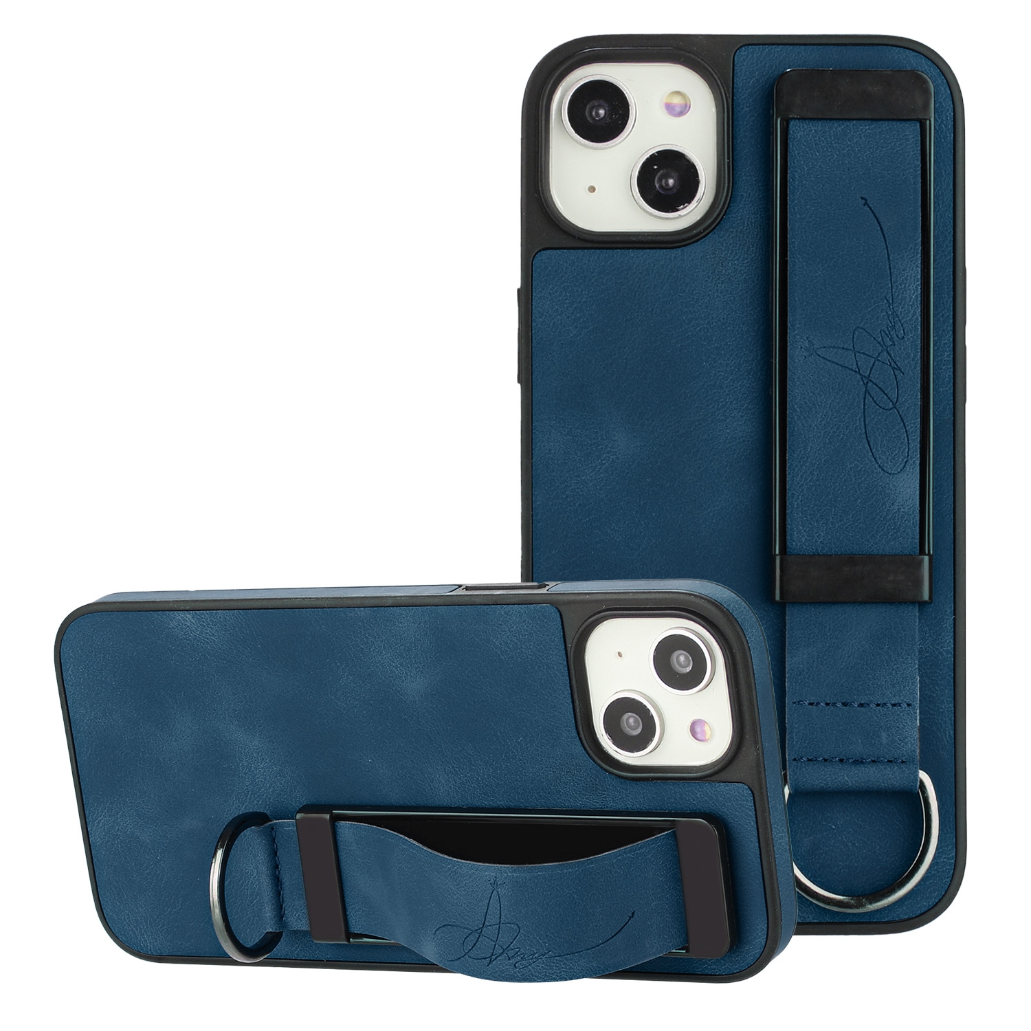 For iPhone 14 Wristband Holder Leather Back Phone Case(RoyalBlue) For iPhone 14 Wristband Holder Leather Back Phone Case(RoyalBlue)