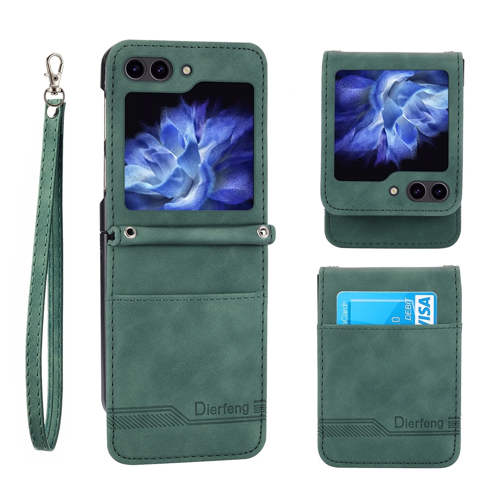 For Samsung Galaxy Z Flip6 Dierfeng Dream Line TPU + PU Leather Phone Case(Green) For Samsung Galaxy Z Flip6 Dierfeng Dream Line TPU + PU Leather Phone Case(Green)