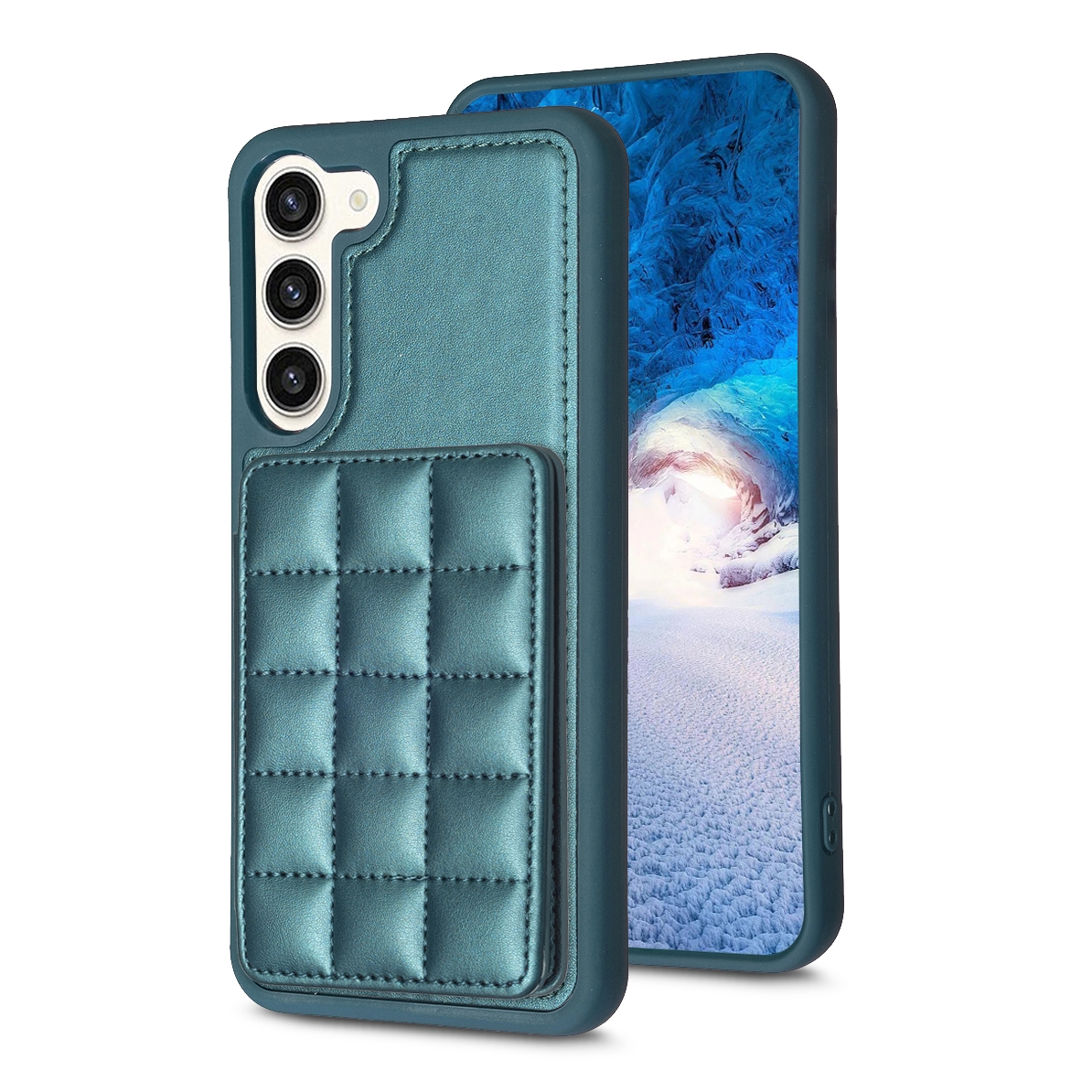 For Samsung Galaxy S23+ 5G Grid Card Slot Holder Phone Case(Green) For Samsung Galaxy S23+ 5G Grid Card Slot Holder Phone Case(Green)