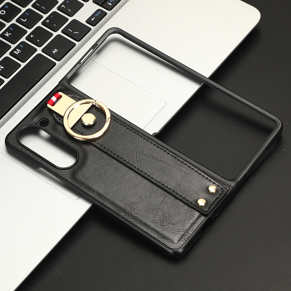 For Samsung Galaxy Fold5 Wristband Leather Back Phone Case(Black) For Samsung Galaxy Fold5 Wristband Leather Back Phone Case(Black)