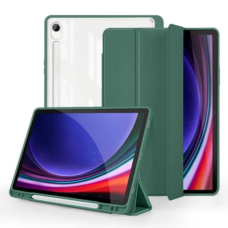 For Samsung Galaxy Tab S9 3-folding Acrylic Smart Leather Tablet Case(Dark Green) For Samsung Galaxy Tab S9 3-folding Acrylic Smart Leather Tablet Case(Dark Green)
